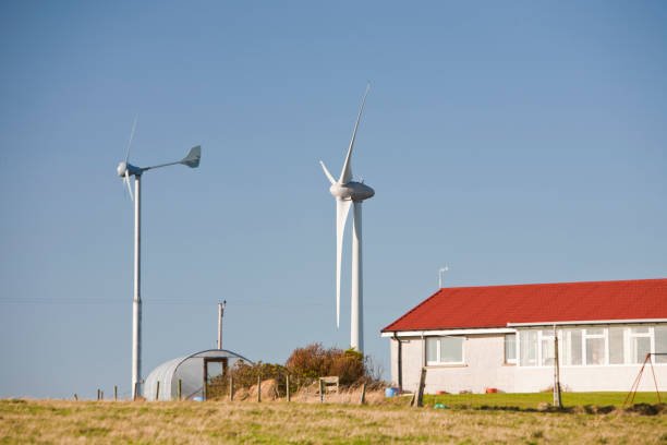 a 2.3 mw wind turbine on flotta in the orkney isles, scotland, uk.